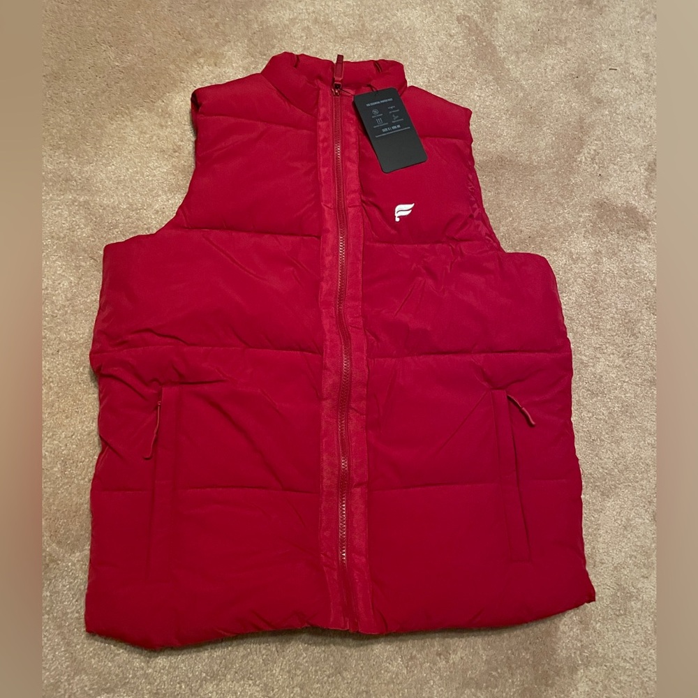 Fabletics Essential Red Puffer Vest- New! Size Small